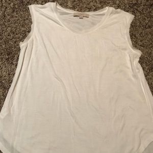 Loft, white tank top with detail sleeves